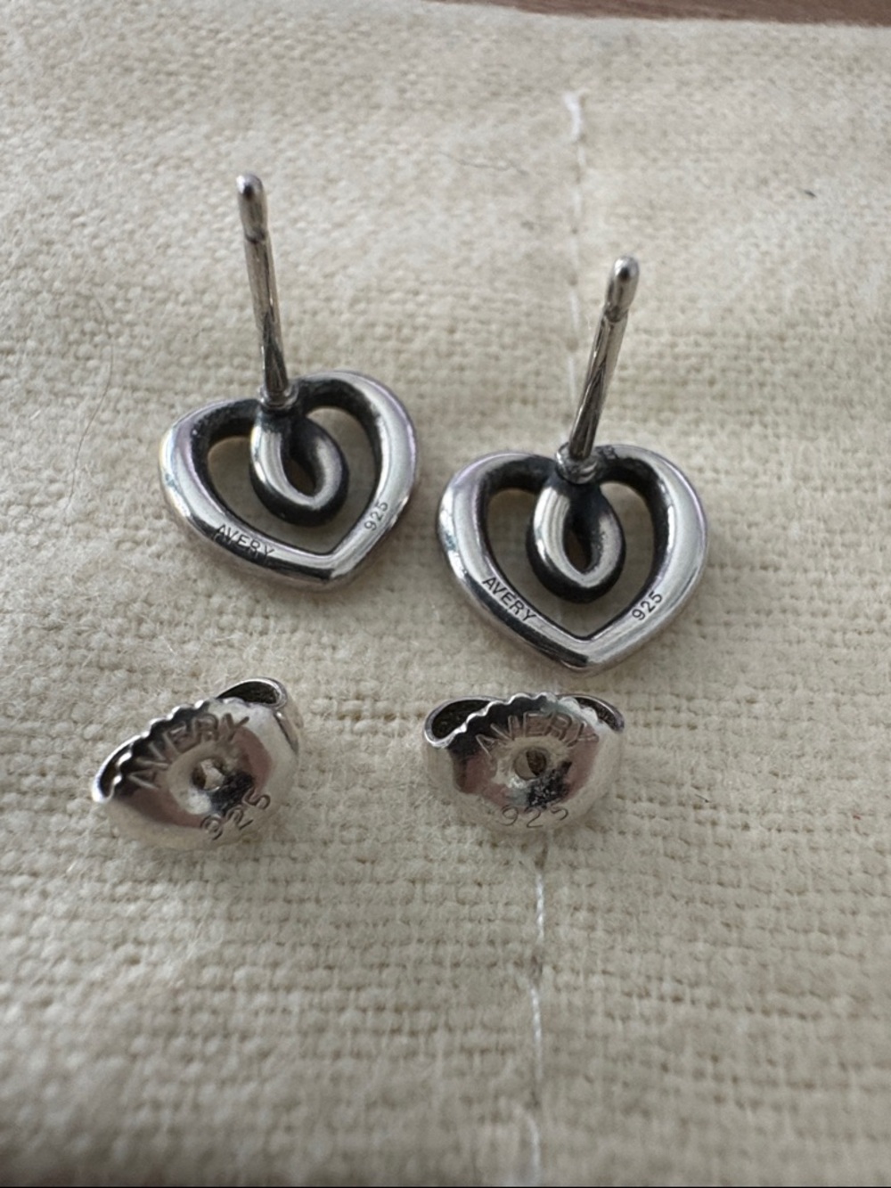 James Avery Retired Sterling Silver Heart String Earrings - Picture 2 of 3